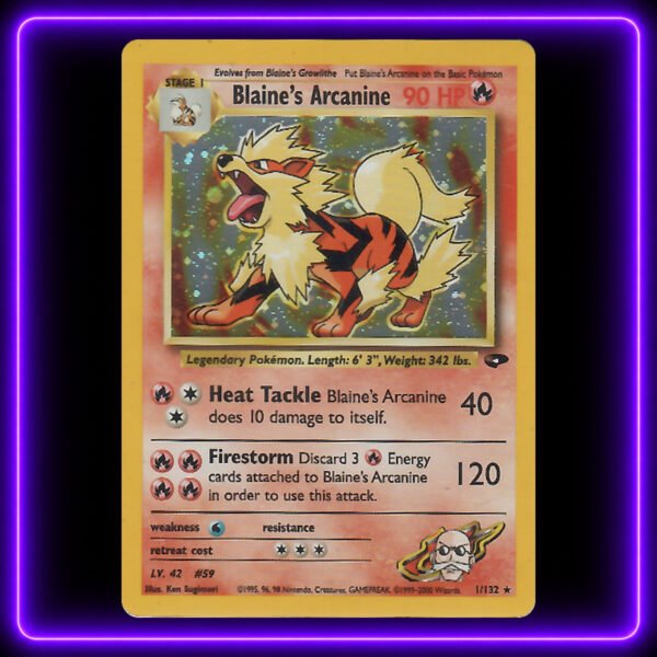 06-Blaines-Arcanine-UV Blaine's Arcanine - Original Vintage Pokémon TCG Card
