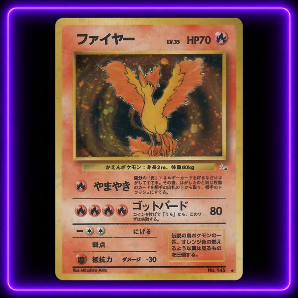 07-Moltres-Japanese-UV Moltres | Japanese Mystery of the Fossils - Original Vintage Pokémon TCG Card